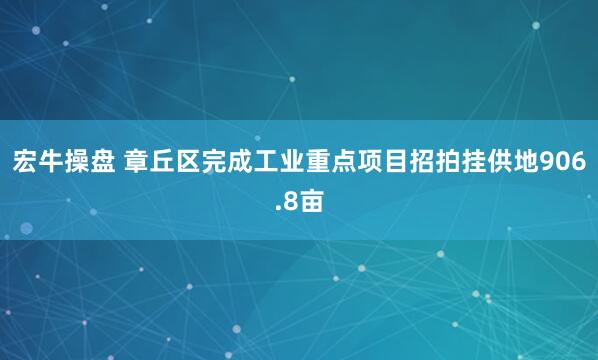 宏牛操盘 章丘区完成工业重点项目招拍挂供地906.8亩